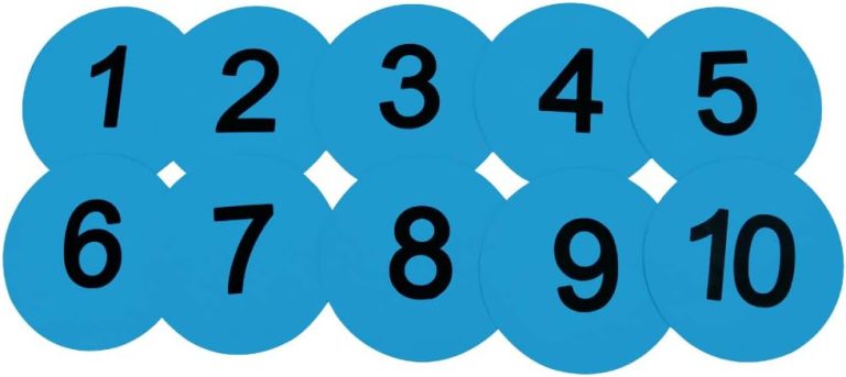 8 Inch Numbered Floor Markers Blue 1-10 - Non-Slip Training